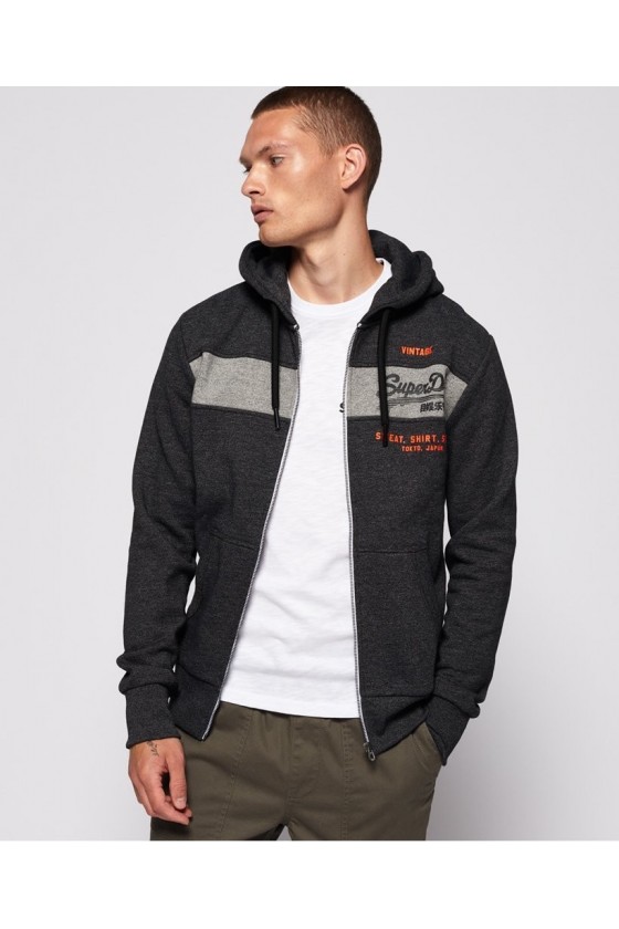 Sweat Superdry Zippé a Capuche Shop Magma Panel Z M2000049B gris anthracite