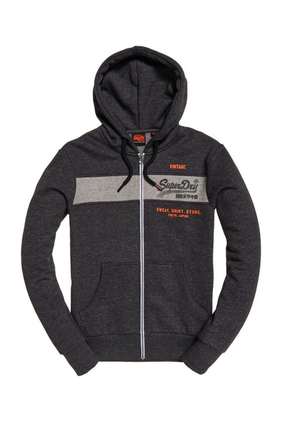 Sweat Superdry Zippé a Capuche Shop Magma Panel Z M2000049B gris anthracite