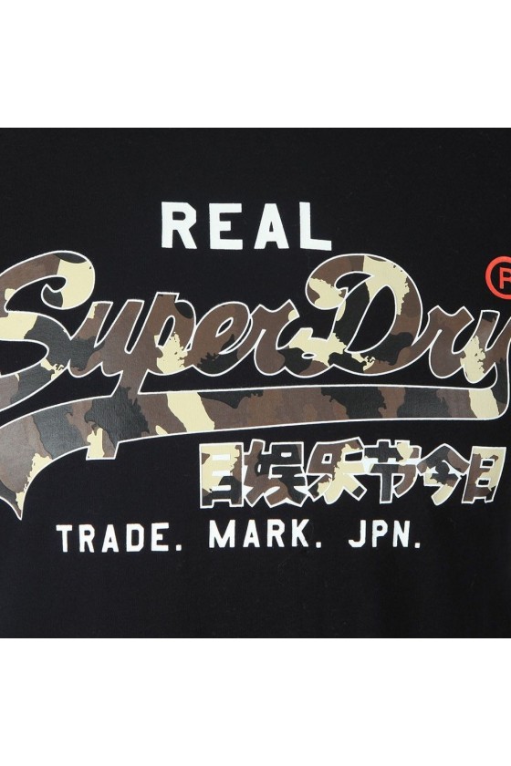 Tee shirt superdry homme manches courtes Vintage logo camo mid M1000057B black
