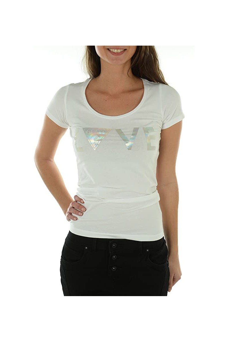 Tee shirt guess femme manches courtes W51I05 Blanc