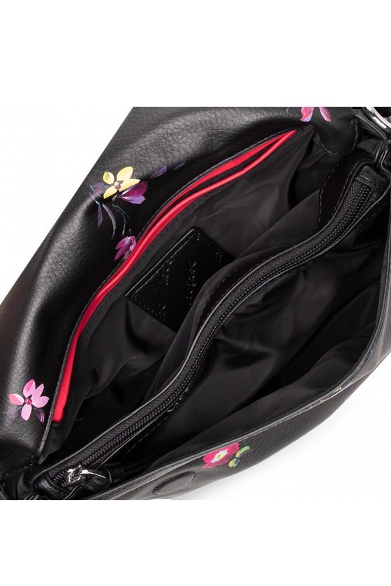 Sac bandoulière desigual 22SAXP14 noir fleurs peintes