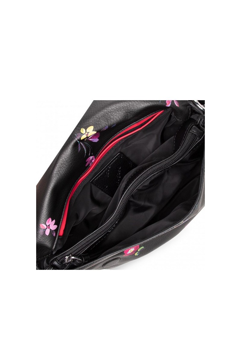 Sac bandoulière desigual 22SAXP14 noir fleurs peintes