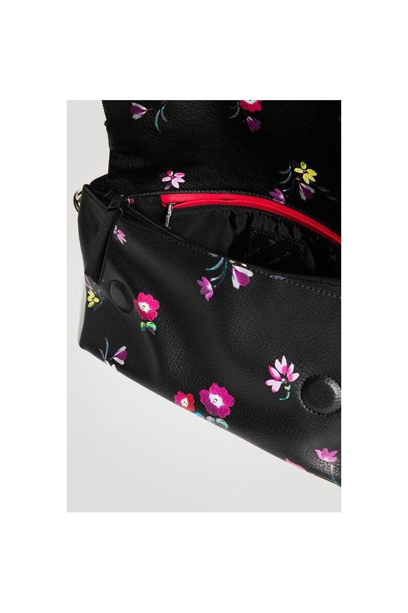 Sac bandoulière desigual 22SAXP14 noir fleurs peintes