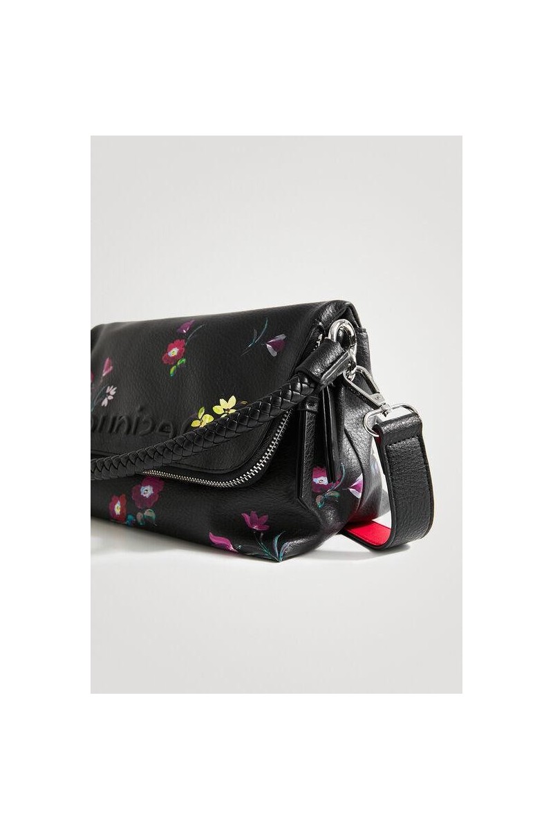 Sac bandoulière desigual 22SAXP14 noir fleurs peintes