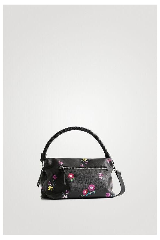 Sac bandoulière desigual 22SAXP14 noir fleurs peintes