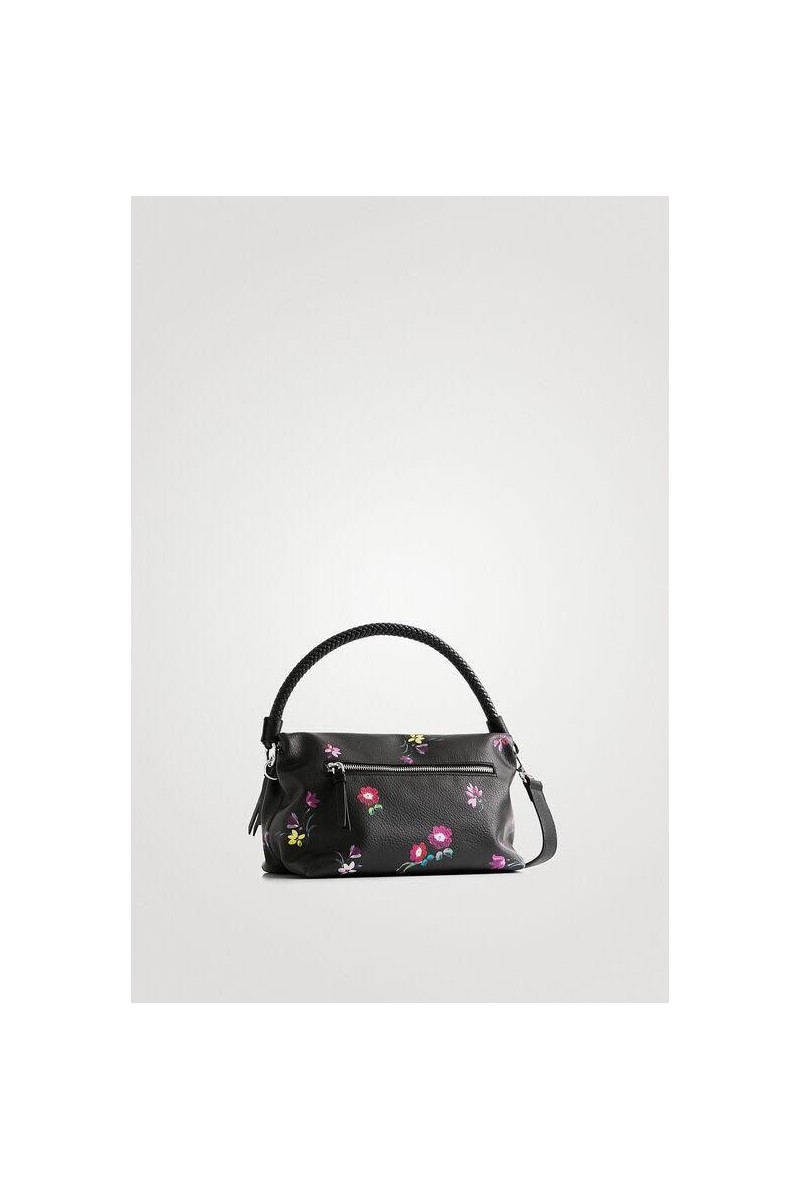 Sac bandoulière desigual 22SAXP14 noir fleurs peintes