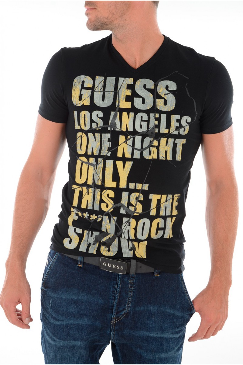 T shirt Guess Homme manches courtes M43I02 Noir