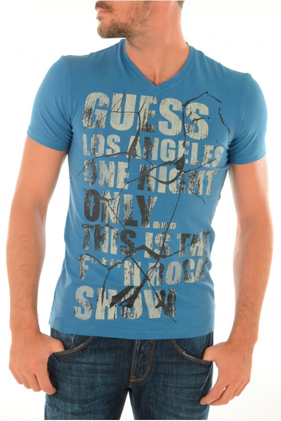 T shirt Guess Homme manches courtes M43I02 Bleu