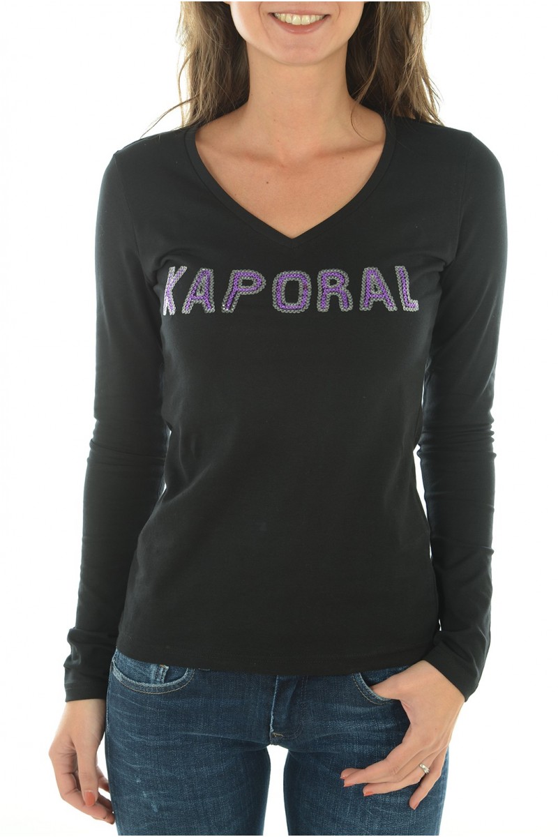 Tee shirt femme manches longues KAPORAL 5 TUCK NOIR