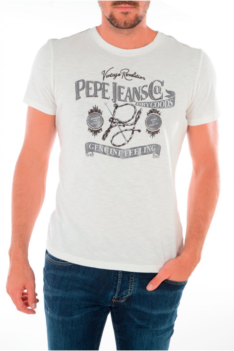 Tee shirt PEPE JEANS Homme manches courtes PM501946 LUCAS Blanc