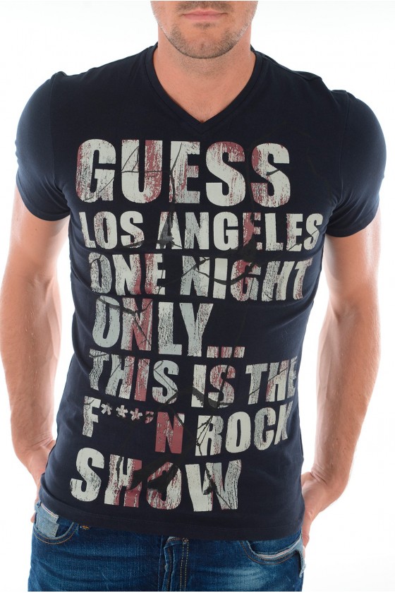 T shirt Guess Homme manches courtes M43I02 Bleu Marine