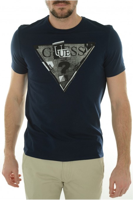 Tee shirt Guess Homme manches courtes M44I18I3Z00 G720 Bleu foncé