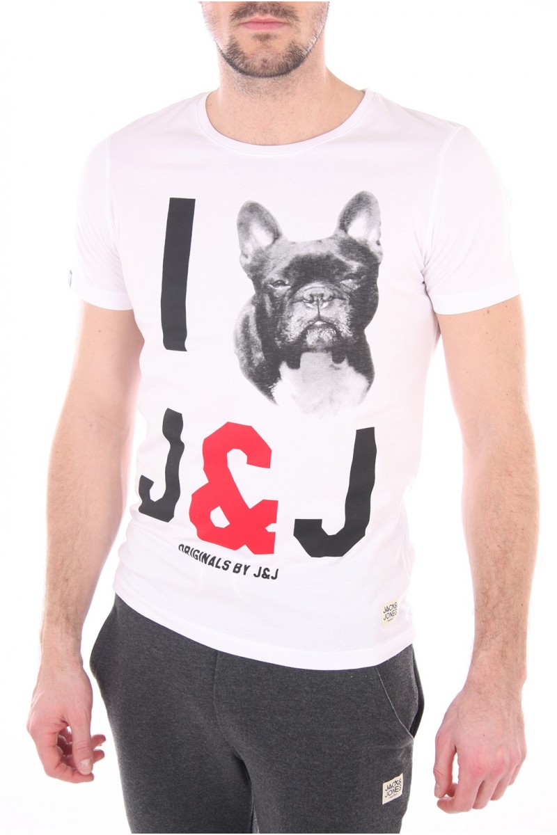 Tee shirt JACK & JONES Homme LOVE TEE CREW NECK Blanc