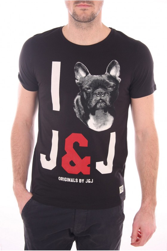 Tee shirt JACK & JONES Homme LOVE TEE CREW NECK Noir