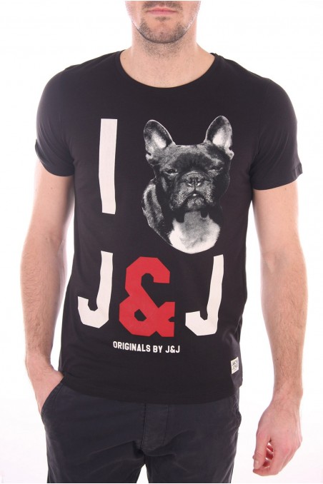 Tee shirt JACK & JONES Homme LOVE TEE CREW NECK Noir