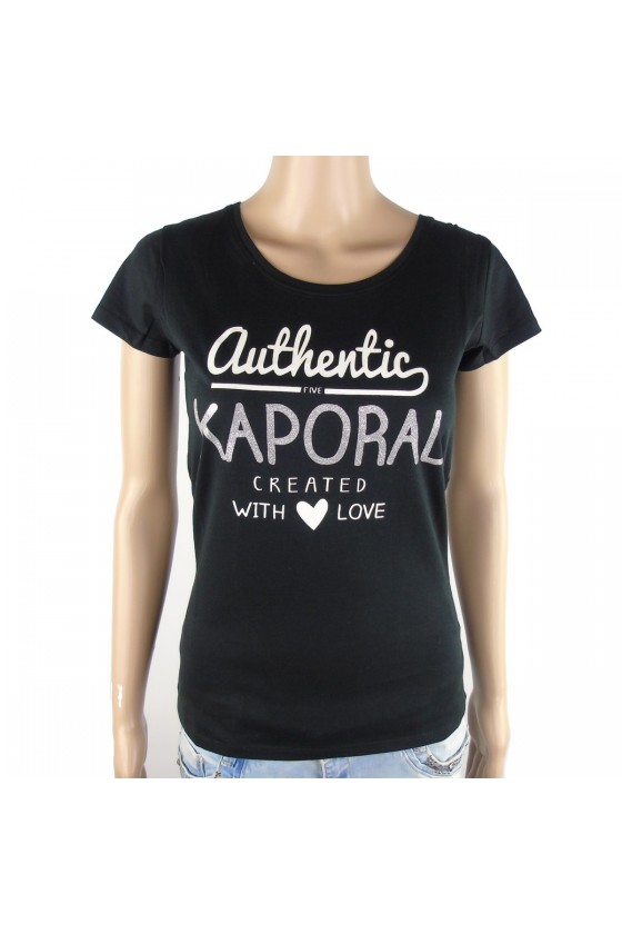 Tee shirt Kaporal Femme manches courtes SLOW Noir