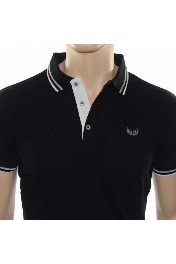 Polo Kaporal Homme manches courtes BASOC noir